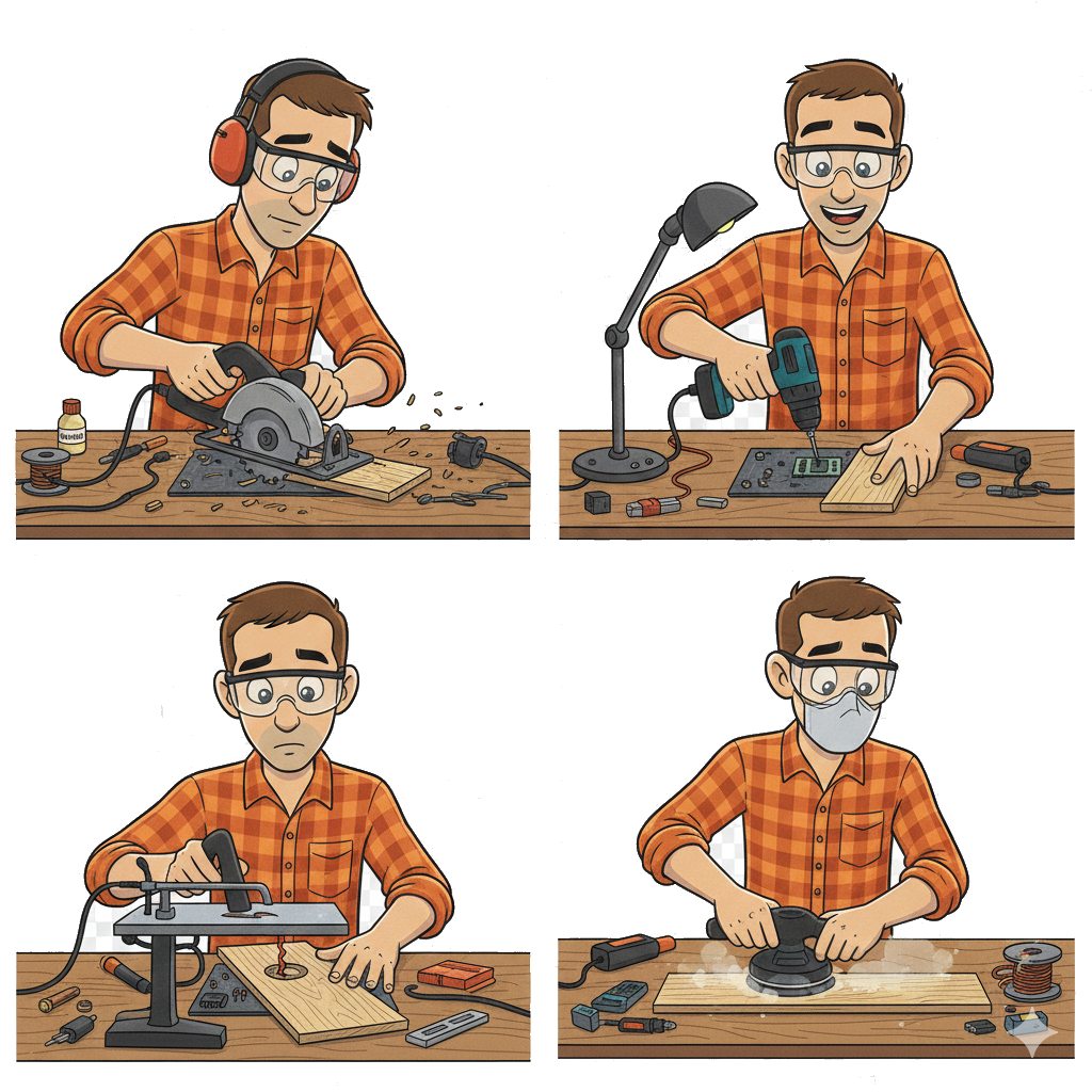 Nate working with materials